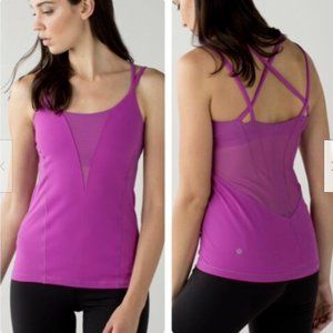 Lululemon Athletica Fuchsia Exquisite Mesh Workout Sports Tank Top Size 6